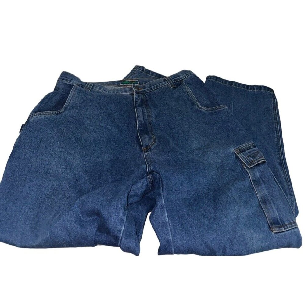 Kodiak Mens Cargo Jeans Size 40 Actual 38 Medium Wash Straight Relaxed Leg